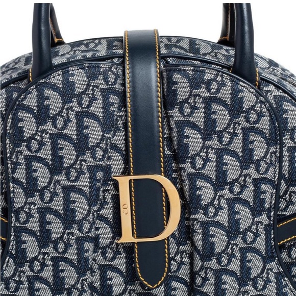 Authentic Dior Diorissimo Canvas and Leather Double Saddle Bowler bag - Picture 7 of 9